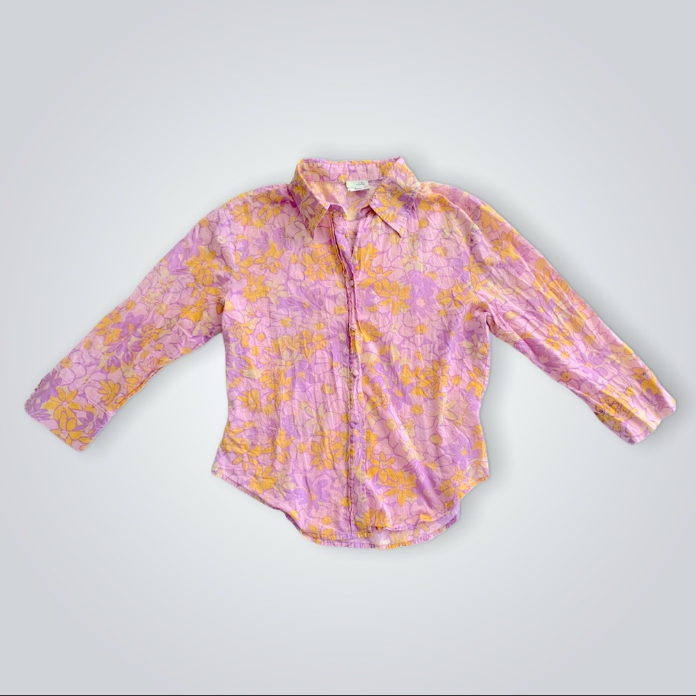 Odille Cotton Long Sleeve Button Down Top